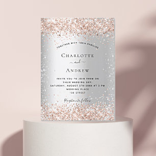 Invitation Silver glitter rose gold sparkle wedding