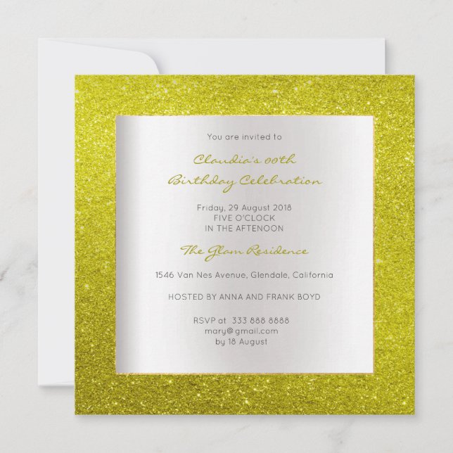 Invitation Silver Grey Minimal Anniversaire Parties scintilla (Devant)