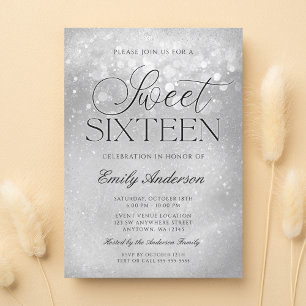 Invitation Silver Grey Parkle Sweet 16