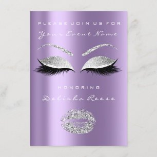 Invitation Silver Grey Purple Lips Parties scintillant Marial