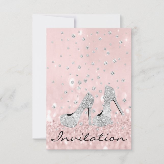 Invitation Silver Grey Rose Diamond Chaussures Parties scinti (Devant)