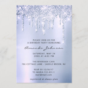 Invitation Silver Grey Smoky Blu Parties scintillant Effet Dr
