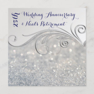 Invitation Silver-IndigoTexte 25e anniversaire du Mariage