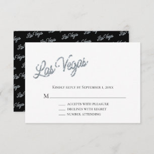 Invitation Silver Las Vegas Sparkles Wedding RSVP