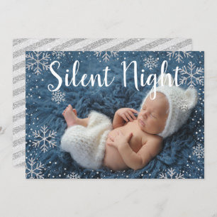 Invitation Silver Night Silver Snowflakes Naissance du bébé d