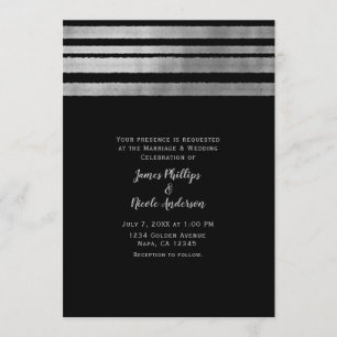 Invitation Silver & Noir Moderne Chic Mariage élégant