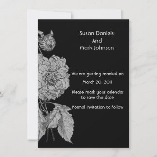 Invitation Silver Peony Black Flower Wedding Enregistrer La D