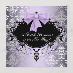 Invitation Silver Purple Black Princesse Baby Girl Douche