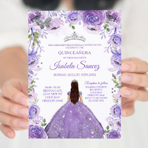 Invitation Silver Purple Mexicaine Charra Mis Quin