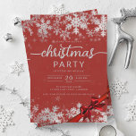 Invitation Silver Red Winter Wonder Compagnie Noël<br><div class="desc">Elégante société formelle et entreprise Noël / Cocktail / Dîner Invitation modèle avec des flocons de neige en argent et ruban de Noël. Impressionnez vos amis et collègues avec ce design sophistiqué et élégant d'invitation.</div>