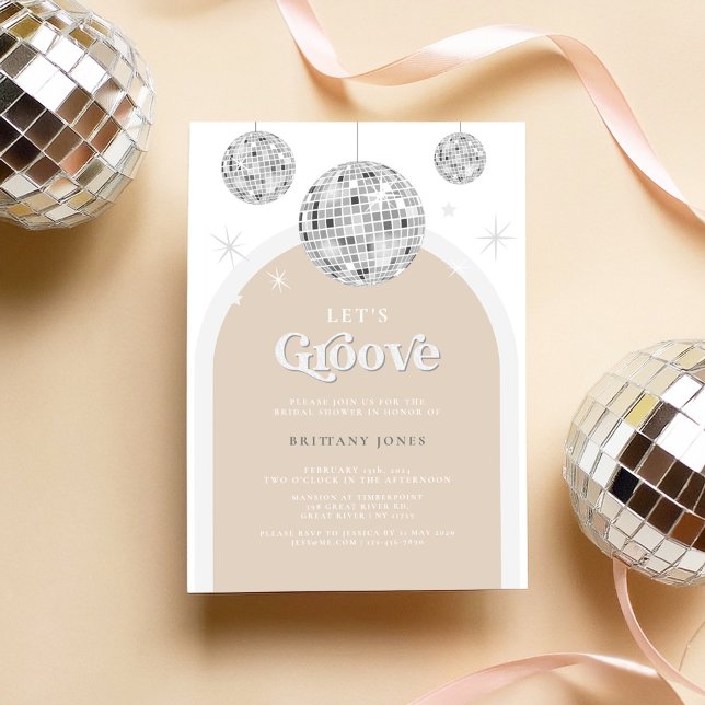 Invitation Silver Retro Disco Super douche nuptiale Invitatio (Créateur téléchargé)
