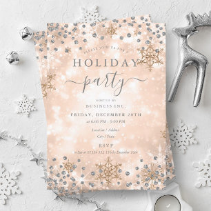 Invitation Silver Rose Gold Xmas Winter Company