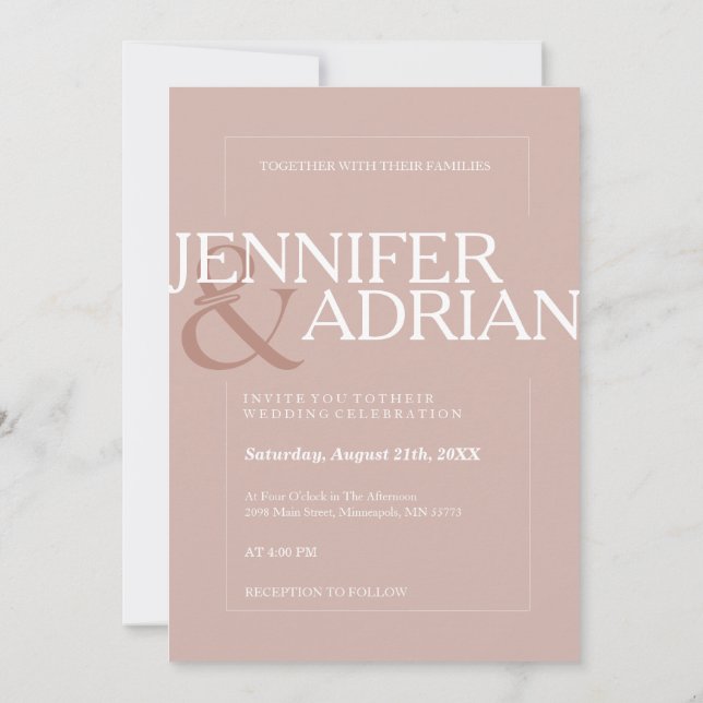 Invitation Silver rose moderne minimaliste Mariage simple (Dos)