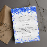 Invitation Silver royal blue luxury wedding<br><div class="desc">A modern,  elegant and minimalist wedding invitation.  Faux silver looking background decorated with royal blue faux glitter,  sparkles. Personalize and add your names and wedding details. Black colored letters.</div>