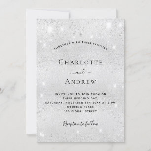Invitation Silver scintille le code QR mariage RSVP