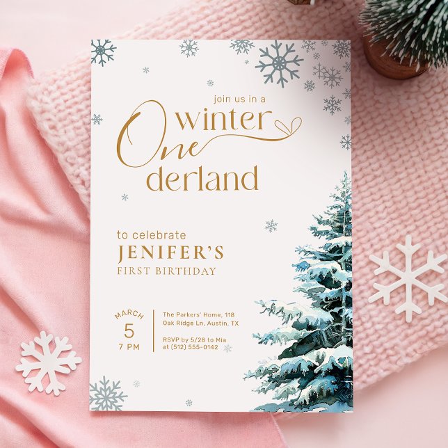 Invitation Silver Snowflake Winter Onderland 1st Birthday (Créateur téléchargé)