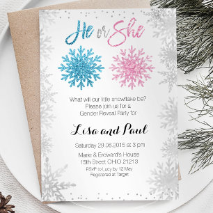 Invitation Silver Snowflakes hiver sexe révéler l'invitation
