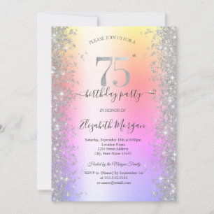 Invitation Silver Sparkle Diamonds Ombre 75ème anniversaire