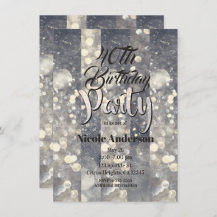 Invitation Silver Sparkle Parties scintillant Glamor Glam Mod