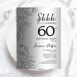 Invitation Silver Surprise 60e anniversaire<br><div class="desc">Invitation à la fête du 60e anniversaire de Silver Surprise. Design féminin de glam avec accents botaniques et police de script de typographie. Carte invitation florale simple parfaite pour une célébration anniversaire surprise femme élégante. Peut être customisé à n'importe quel âge. Invitations Zazzle imprimées ou téléchargement instantané modèle imprimable numérique....</div>