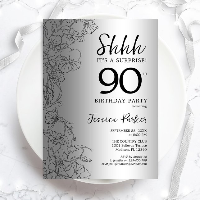 Invitation Silver Surprise 90e anniversaire (Créateur téléchargé)