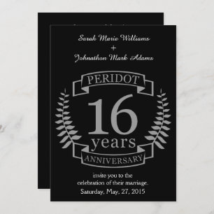Invitation Silver Traditional wedding anniversary 16 ans