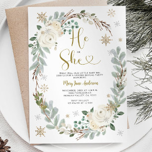 Invitation Silver White Gold Noël Genre Reveine
