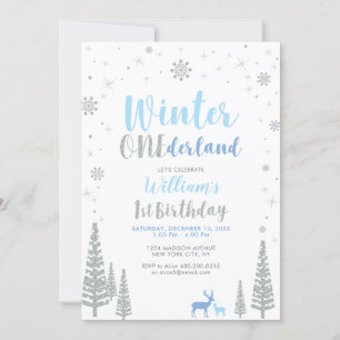 Invitation Silver Winter onederland 1er anniversaire garçon