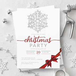 Invitation Silver Winter Parties scintillant Snowflake Compan