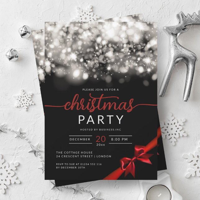 Invitation Silver Winter Sparkling Company Fête de Noël (Silver Winter Sparkling Company Xmas Party Invitation)