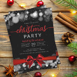Invitation Silver Winter Wonderland Famille Xmas Red Ribbon<br><div class="desc">Soirée de Noël / Cocktail / Dîner Invitation modèle avec des flocons d'argent et des lumières de Noël. Impressionnez vos amis et collègues avec ce design sophistiqué et élégant d'invitation.</div>