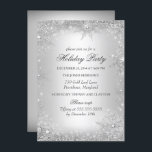 Invitation Silver Winter Wonderland Fête de Noël<br><div class="desc">Invitation de fête de vacances. Design de flocon de neige pour bijoux Silver Grey Sparkle. S'il vous plaît noter : Toutes les images plates,  ils n'ont pas de vrais bijoux!</div>