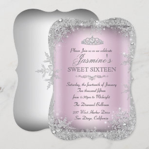 Invitation Silver Winter Wonderland Rose pour une