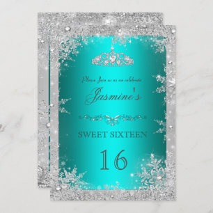 Invitation Silver Winter Wonderland turquoise doux 16 Invitat