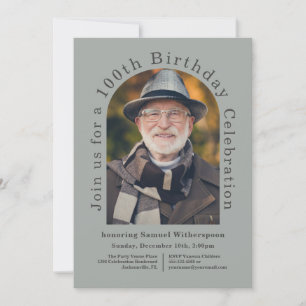 Invitation Simple 100e fête d'anniversaire avec 1 photo