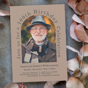 Invitation Simple 100e fête d'anniversaire avec 2 photos