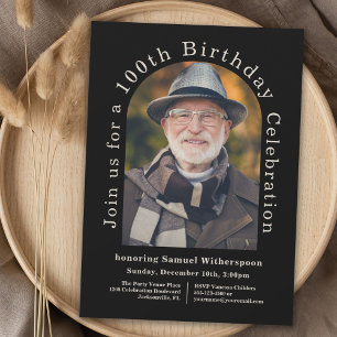 Invitation Simple 100th Birthday Party with 2 Photos