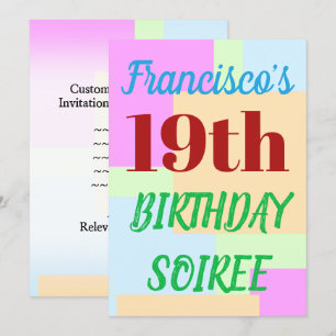 Invitation Simple "19ème anniversaire SOIREE"