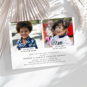 Invitation Simple 2 Photo Anniversaire Commun
