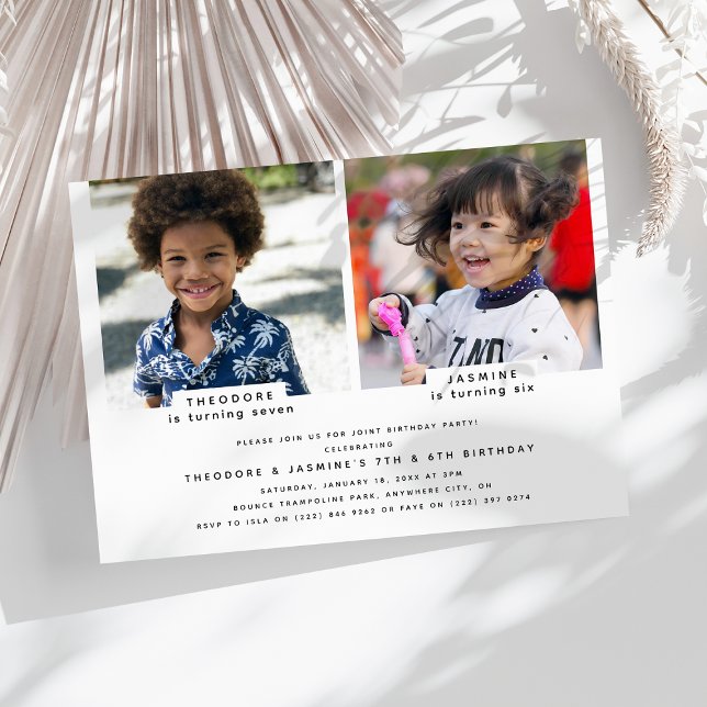 Invitation Simple 2 Photo Anniversaire Commun  (Créateur téléchargé)