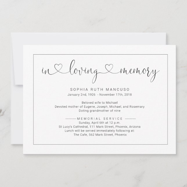 Invitation simple à Faire-part funéraire (Devant)