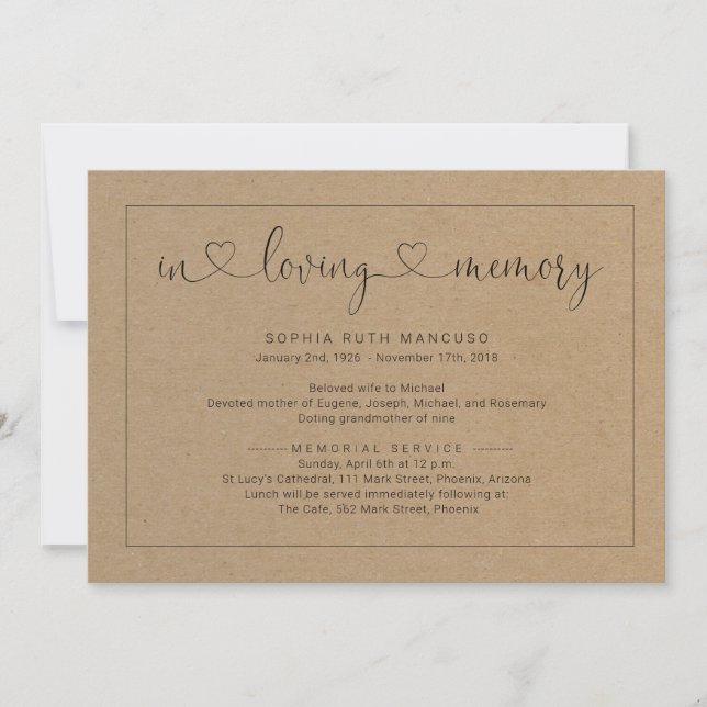 Invitation simple à Faire-part funéraire russe (Devant)