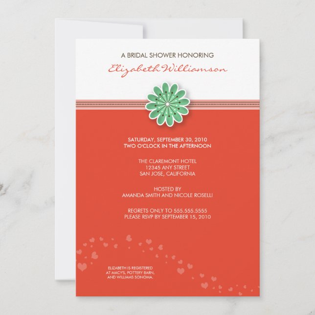 Invitation simple à la douche nuptiale à fleurs (c (Devant)