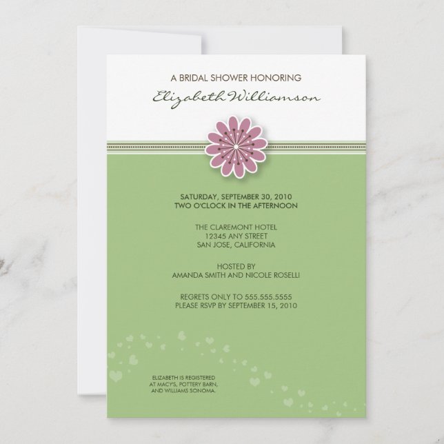 Invitation simple à la douche nuptiale à fleurs (m (Devant)