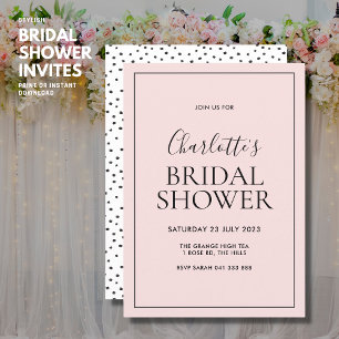 Invitation simple à la douche nuptiale rose pâle