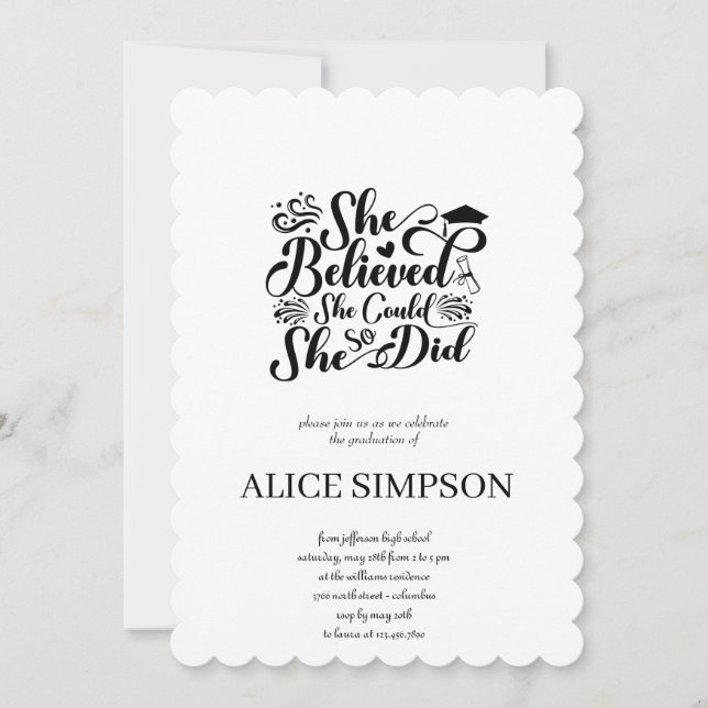 Invitation simple à l'obtention d'un diplôme (Devant)