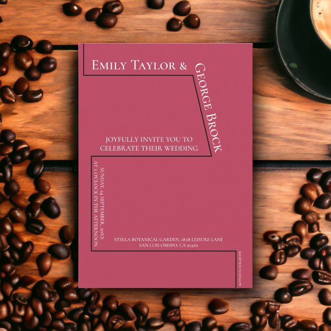 Invitation Simple amusant blanc Script Magenta Mariage modern (Créateur téléchargé)