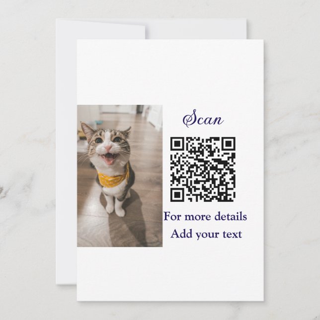 Invitation Simple animal name details QR code add text photo (Devant)