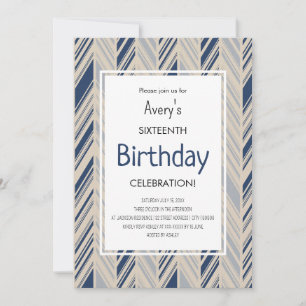 Invitation Simple Anniversaire Chevron Bleu