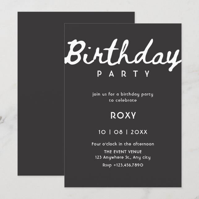 Invitation Simple anniversaire classe  (Devant / Derrière)